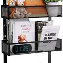 Consumest Over The Door Hooks Organizer - Extra Long Door Hanger with 9 Coat Hooks & 2 Mesh Basket, Back Storage Organizer Hanging Towels for Bathroom, Bedroom, Black (for 1.76 in Doors)