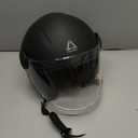 TRIANGLE Open Face Motorcycle Helmet Retro 3/4 Helmets with Clear Visor for Men Women DOT Approved (Black, XL)