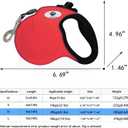 16ft Retractable Dog Leash for Medium Breed Dogs up to 44 lbs with a Detachable Chew Proof Extender Wire Ropes (RED M)