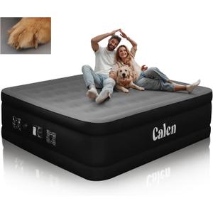 CALEN Air Mattress, Inflatable Mattress with Built-in Pump, Blow Up Mattress, Queen Inflatable Mattress for Camping/Home/Travel, Air Bed with Six-Side Protective Layer, Portable, Black (Black Armor Tech)