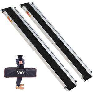 VNN Adjustable Wheelchair Ramp, 3-5 FT Portable Wheelchair Ramp for Home Step, Door Threshold Wheelchair Ramps for Home, Non-Slip Aluminum Scooter Ramp for Car, Doorways, Curbs, Stairs
