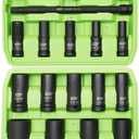 SUNHZMCKP 20 PCS 1/2" Impact Socket Set, Drive Deep 6 Point Socket Set, Including Standard SAE Sockets (3/8" to 1-1/4"), 3 ", 6", 10" Impact Extension Bar and Drill Socket Adapter, Cr-MO