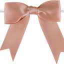 Meseey 50 Pcs 5 Inches Twist Tie Satin Ribbon Bows Pretied Premade Craft Bows for Treat Bags Gift Wrapping Basket Wedding Baby Shower Brithday Christmas Party (Rose Gold)