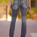 Flamingals Mid Rise Skinny Jeans for Women Trendy Wash Butt Lifting Western Jeans with Pocket Back (Black, L)