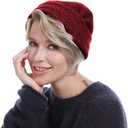 MissShorthair Slouchy Beanie Hats for Women Fashionable Warm Winter Beanie Knit Hat (Red)