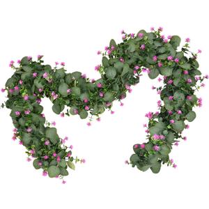 Dolicer 2 Packs 12 FT Artificial Eucalyptus Garland, Faux Greenery Garlands with Boxwood Flowers, Fake Silver Dollar Eucalyptus Leaves Vines for Wedding Table Wall Party Home Decoration, Fushia
