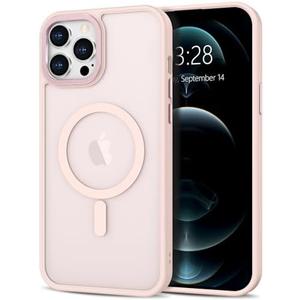 Anuck Case for iPhone 12 Pro Max Case Magnetic Phone Case Compatible with MagSafe, Soft TPU Bumper Hard Translucent Matte Back Slim Fit Shockproof Protective Cover for Men Women Girls - Pink