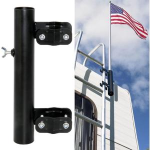 RV Ladder Mounted Flagpole Holder, Heavy Duty RV Flag Holder,Compatible with 1" RV Ladders (Black)