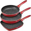 BEZIA Nonstick Frying Pans Set 3 Piece, Skillets and Frying Pans 9.5, 11, 10.2 Inch, Dishwasher Safe Kitchen Cooking Pan, Non Stick Pan For Induction Cooktop, Omelette Egg Pan with Stay Cool Handle
