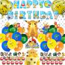 HTERDR 59Pcs Party Favors Decorations Including Birthday Banner, Balloons, Cake Topper, Cupcake Toppers, Hanging Swirls,,Cartoon Birthday Decorations for Boys and Girls.…