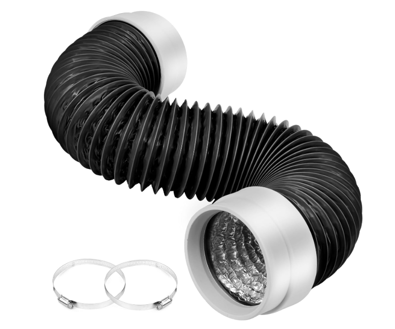 MOPHA Dryer Vent Hose 4 Inch, 3FT Heavy Duty 6Layer Flexible Aluminum Dryer Duct with Rubber Seal Connectors, Heat Resistant Insulated Dryer Exhaust Hose for Tight Spaces, EasyInstall Dryer Vent Kit