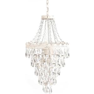 Tadpoles Pendant Chandelier - White Diamond | 12" x 12" x 20" | Hardwired Installation | Uses One Medium-Base E26 Light Bulb - 40 Watts Max | Features a Metal Frame with Acrylic Beading & Dangles