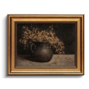Vintage Autumn Floral Gold Framed Canvas Wall Art 16x24