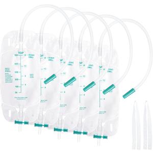 5Pcs 500ml Leg Bag Urinary Drainage Bag with Soft Straps, 17.7 Inch Flexible Catheter, Anti-Reflux Valve, Leak-Proof Seal, Comfortable and Durable Material Green