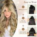 Vigorous Invisible Wire Hair Extensions 20 Inch Long Wavy Layered Clip in Hair Extension with Transparent Wire Adjustable Size 6 Secure Clips Thick Synthetic Hairpieces for Women