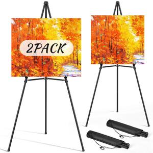 Easel Stand for Sign Portable,66" Art Easel Stand for Painting, Adjustable Metal Easels for Display,Wedding Signs, Posters-Black(2 Pack)