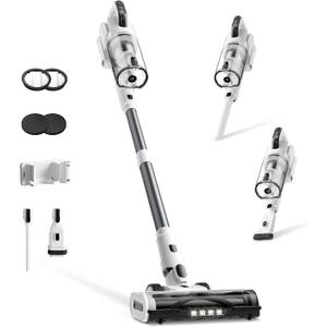 Cordless Vacuum Cleaner, Upgraded 650W 55KPa 70Mins Runtime Stick Vacuum Cordless, Self-Standing Lightweight Vacuum Cleaners for Home with LED Headlight Touch Screen, for Pet Hair/Carpet/Floor