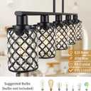 Kitchen Island Lighting,5-Light Dining Room Light Fixture Over Table,Black Linear Chandelier with Black Handmade Crystal Shade,Pendant Lighting for Kitchen Light Dining Table Living Room