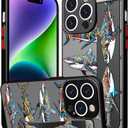 Cisland Compatible for iPhone 14 Pro Case Cute with Strap Stand Finger Kickstand, Designer Cool Silicone Cases Funda Cover - Blue Marine Shark 2Pcs