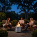 Smokeless Firepit Bonfire 20", Outside Wood Burning Metal Stove Stainless Steel Fire Pit with Carry Bag, Portable Camping Propane Patio Backyard, Easy Setup & Cleaning (Silver Without Hallow)
