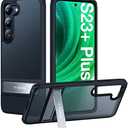 TORRAS MarsClimber for Samsung Galaxy S23 Plus Case, [3-Way Stand][MIL-STD Protection] Protective Translucent Matte Hard Back & Soft Silicone Edge Phone Case for Samsung S23 Plus Case 5G, Black