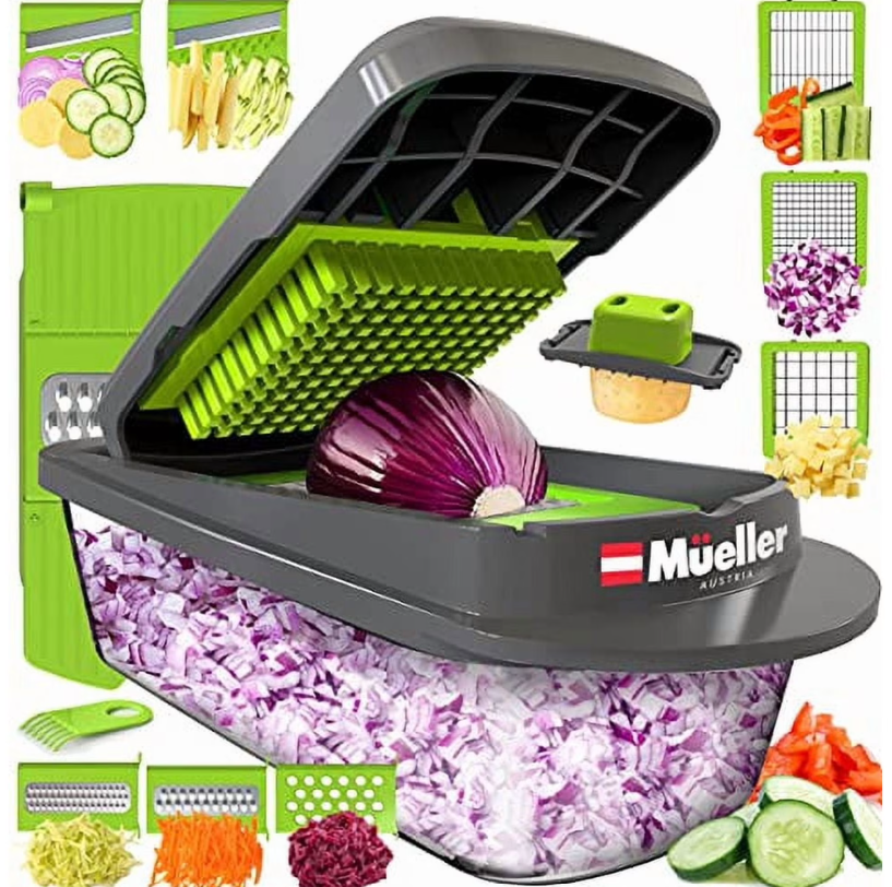 MÜELLERHOME Pro-Series 8 Blade Egg Slicer, Onion Mincer Chopper, Slicer, Vegetable Chopper, Cutter, Dicer, Vegetable Slicer with Container