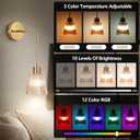 Vintage Wall Sconce Battery Operated,Rechargeable Wall Lights Set of Two,Dimmable Glass Wall Sconces with Remote Control,15 Colors,Wireless LED Wall Lamp for Bedroom Living Room Bathroom Hallway