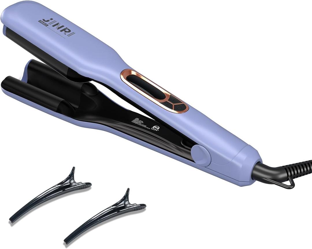 Hair Brush, JINRI Hair Iron, Pumped-Up Volume, Adjustable Temp, 360 Tail Rotation, Lasting Volume, for Short Or Thin Hair, Dual Voltage (100-240V), Volumizing Hair Iron, Purple, 1.38 inch (Purple)