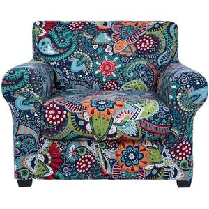 hyha Couch Covers, Chair/Sofa Covers, Floral Pattern, Stretch, Printed, 2 Pieces, Armchair Slipcover, Separate Couch Cushion Slipcover, Furniture Protector for Dogs (Armchair, Paisley Floral)