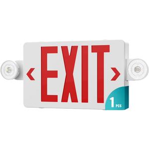 Exit Sign with Emergency Lights,LED Emergency Exit Light with Battery Backup,AC 120/277V, Commercial Emergency Lights Combo for Business Wall Or Ceiling Mount ETL Listed 1 Pack