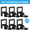 Non Slip Mattress Gaskets for Bed Frame, 6 pcs Mattress Holder in Place Gripper, Anti-Slip Baffle Fit for Metal Bed Frames, Easy to Installation Metal Pad Gripper, Black
