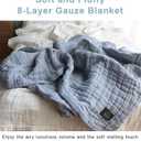 HIORIE Japanese Gauze Blanket, 8-Layered Twin Size, 100% Cotton, Lightweight Soft Breathable All Season, Machine Washable, Smoke Blue, 69x79inches
