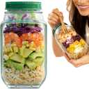 TOPMELON Salad Pod Mason Jar with Side Open, Portable Salad Container, Salad Jar with Dressing Cup, Suitable for Work, Outdoor, Travel (1PCS)