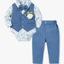 SANMIO Baby Boy Clothes Suits Infant Gentleman Outfit Collared Dress Shirt+Vest+Tie+Corsage+Pants 5Pcs Baby Suit Sets 6-12M