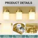 IZORRO Bathroom Vanity Light Fixture, 3-Light 22 Inch Gold Bathroom Light Fixtures Over Mirror, with White Glass Shade, Modern Farmhouse Vanity Lights, Rustic Restroom Lighting Fixtures