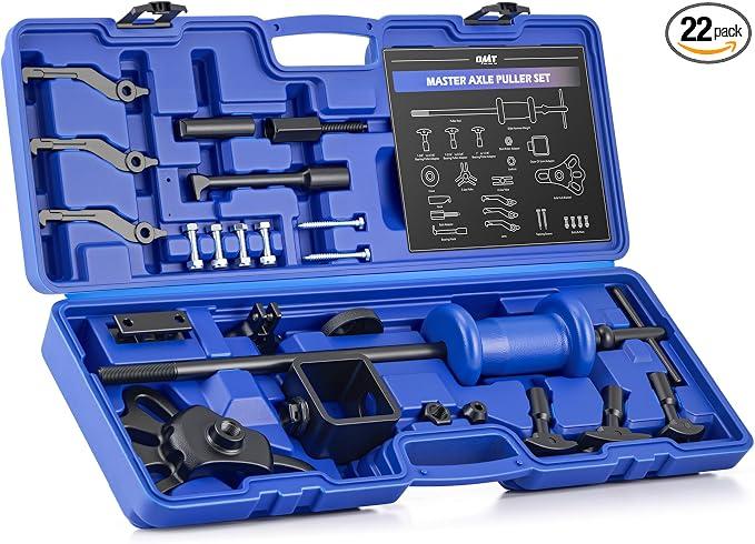 OMT 22pc Slide Hammer Puller Set, Axle Bearing Hub & Seal Remover Kit
Front and Rear Axle Shaft Hub Bearing Seal Remover Set with 1" to 2-7/8" ID Adapters 2-Jaw 3-Jaw Yokes