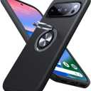 JAME for Google Pixel 10 Pro XL Case, Slim Fit Cover with Metal Ring Holder Stand Kickstand, Dual Layer Military Grade Shockproof Protective Phone Case for Google Pixel 10 Pro XL 6.8", Black