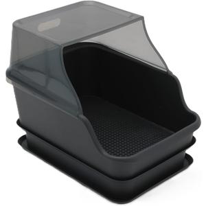 Mr Catman XX-Large Hooded Sifting Litter Box for Pine Pellets -27"x20"x17" Extra Large Cat Litter Box with Lid for Big Cats, Multi-Cat Households, High Sided Sifter Pan & XL Enclosed Waste Storage Box (Dark Grey)