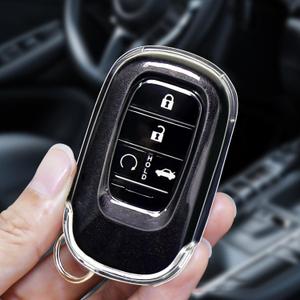 TPU Key Fob Cover Compatible with Honda Accord Civic HR-V CR-V Pilot Sport SI EX EX-L Touring etc Smart Key--Premium Soft TPU 360 Degree Full Protection Key Shell(Clear)