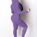 Nimsruc Two Piece Outfits For Women Long Sleeve Bodycon Tracksuit Casual Sweatsuits Jogger Sets Purple Small