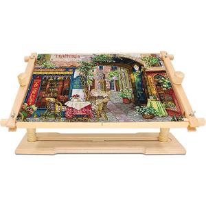 Adjustable Beech Wood Embroidery Stand - Guofa Rotated Cross Stitch Needlepoint Holder, Quilting Tapestry Scroll Hoop Frame for Craft Sewing
