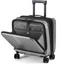 TydeCkare 16" Carry on Luggage with 2 Laptop Compartments, Lightweight Hardshell ABS+PC Suitcase with Dual Control TSA Lock, with YKK Zipper, 4 Spinner Silent Wheels, for Business Travel, Silver Grey
