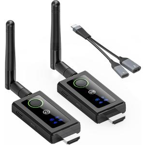 KCEVE Wireless HDMI Transmitter and Receiver 200M/660FT, 5G / 4K Decoding Wireless HDMI Extender Kit with KVM Function USB Mouse/Keyboard Port and 2 Antenna for Streaming Video, Plug and Play