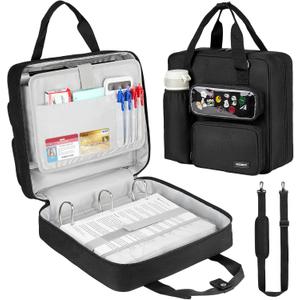 Zipper Binder 3 Ring with Ita Window,700 Sheets Capacity, Binder 3 Inch with Shoulder Strap Fits 13 Inch Laptop for School and Office,Black