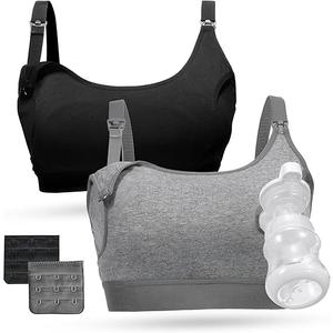 Momcozy Pumping Bra, Pumping Bra Hands Free All Day Wear Pumping & Nursing Bra in One Holding Breast Pump for Spectra, Medela, XL