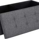 SONGMICS MAZIE Collection - 43 Inches Folding Storage Ottoman Bench, Ottoman Foot Rest, End of Bed Bench, Storage Chest, Load 660 lb, for Living Room, Bedroom, Entryway, Dark Gray ULSF77K, 15"D x 43"W x 15"H