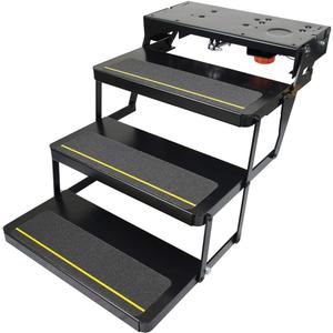 Kwikee 25 Series Triple 12V Electric RV Step Assembly, 8" Rise, 300 lbs. Heavy-Gauge Steel, Logic Control Unit, Power Switch Kit, Anti-Slip Steps, Travel Trailers, 5th Wheels, Campers - 3658373