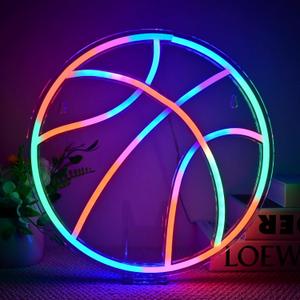 LED Neon Sign for Wall Decor, RGB Dynamic Basketball Neon Light, with Remote Control USB Powered Dimmable, 5V/2A, 12.6"x 12.6" for Home, Party, Gift, Office, Bedroom, Kids