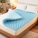 Geekman 3-Inch Gel Infused Memory Foam Mattress Topper for Full Beds, Egg Crate Wave-Shaped Design for Cooling and Pressure Relief, CertiPUR Certified, Off to College Dorm Essential