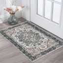 KOZYFLY Small Area Rug 2x3 Ft Rugs for Entryway Washable Boho Entry Rug Non Slip Door Mat Indoor Entrance Faux Wool Vintage Printed Kitchen Rug Throw Rugs for Entrance Kitchen, Black/Taupe/Beige